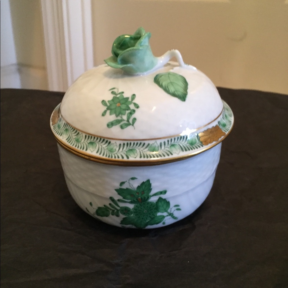 Herend sugar with cover Chinese Bouquet Green